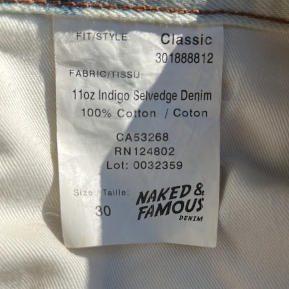 RARE, BLEACHED, NAKED AND FAMOUS HIGH WAIST SELVEDGE JEANS SIZE 30 - Picture 12 of 12